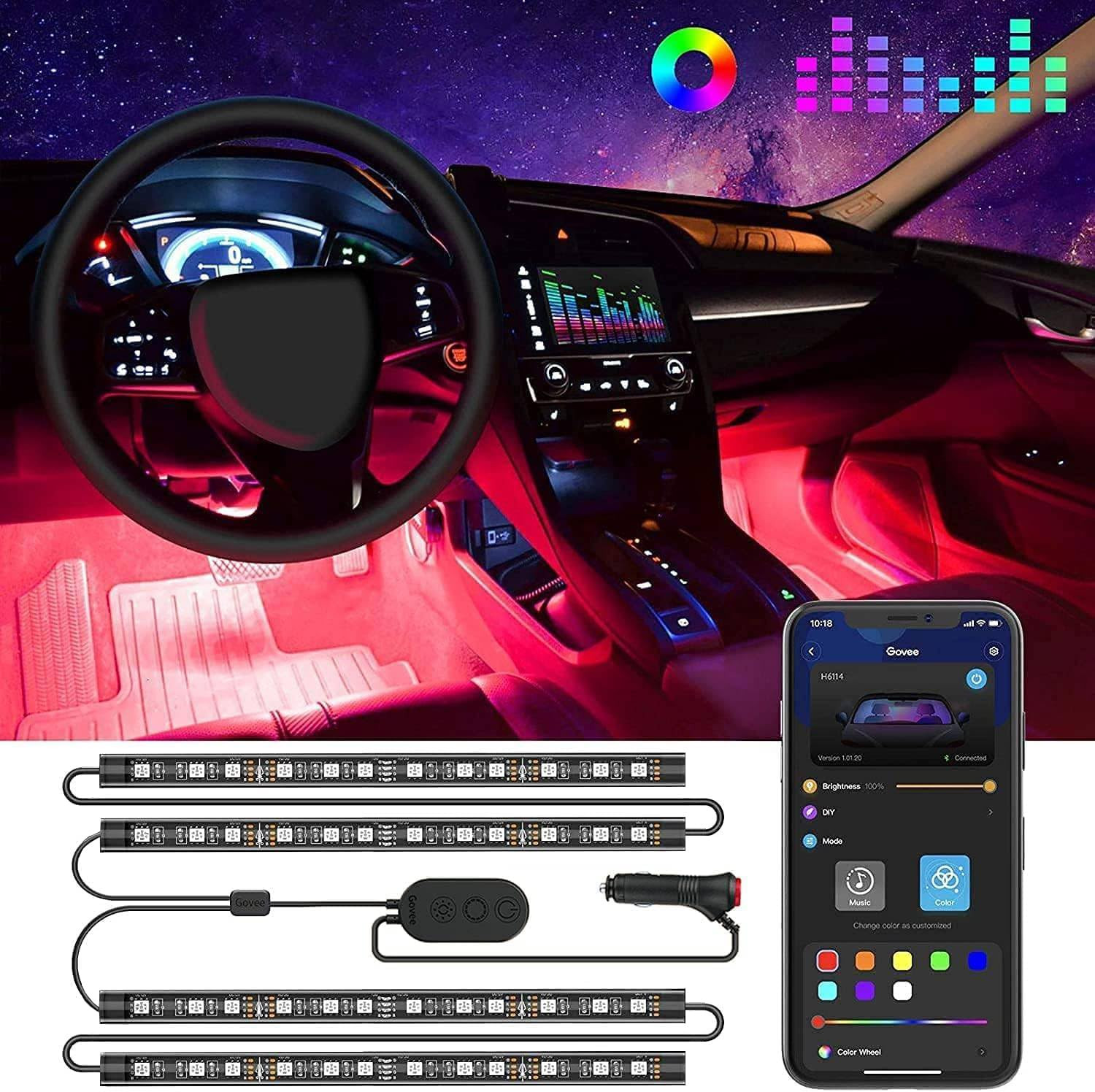 Govee Car LED Lights, Smart Interior Lights with App Control, RGB Inside Car Lights with DIY Mode... | Amazon (US)