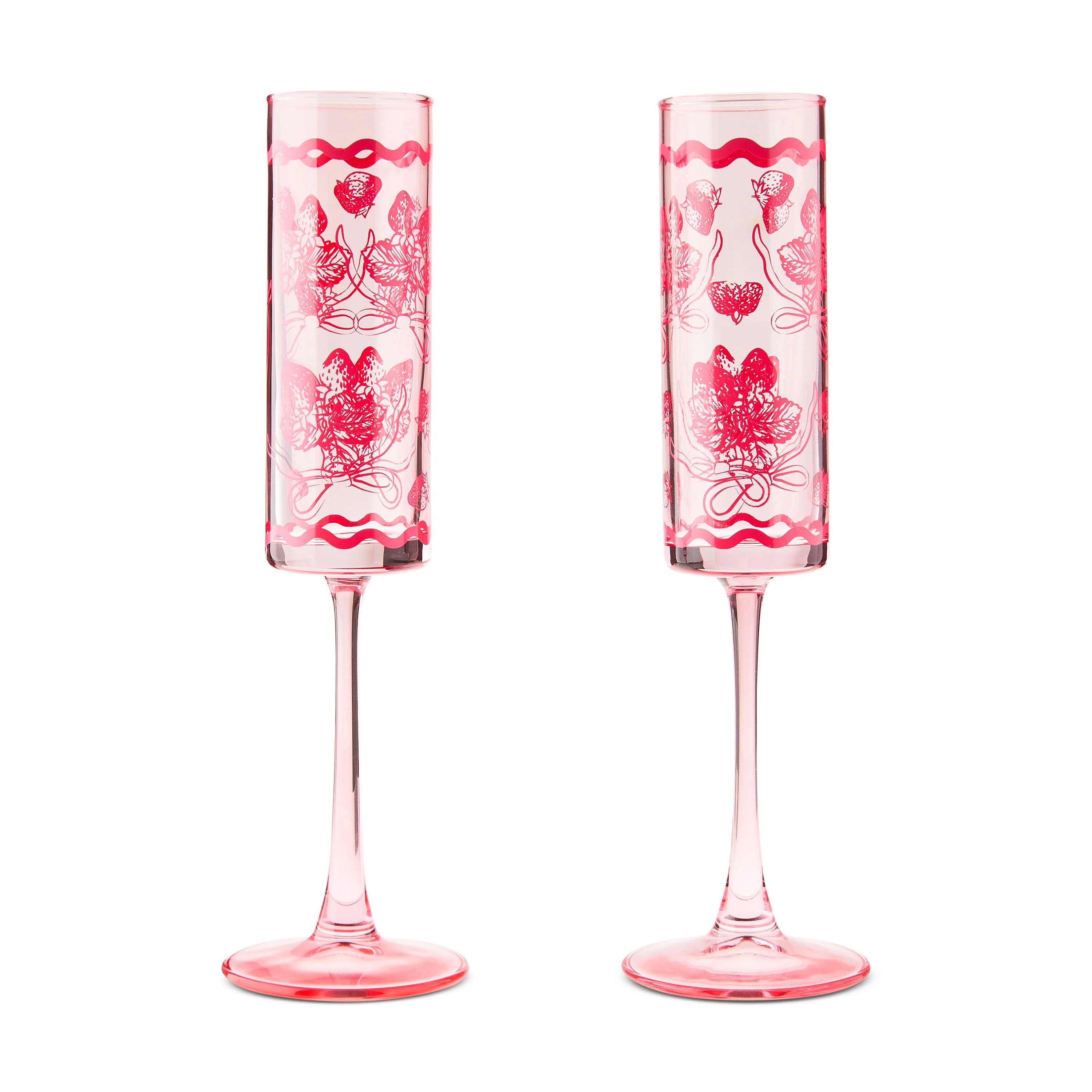 Strawberry Champagne Glasses, Pink, 2 Count, Easter by Way To Celebrate | Walmart (US)