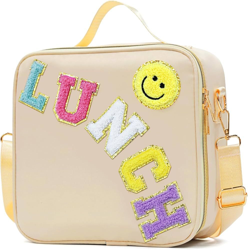 Insulated Lunch Bag Women Lunch Box Kids for Teen Girls Boys, Cute Preppy Lunch Boxes With Adjust... | Amazon (US)