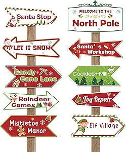 20 Pcs Christmas Party Decorations Welcome to the North Pole Yard Signs Christmas Winter Holiday ... | Amazon (US)