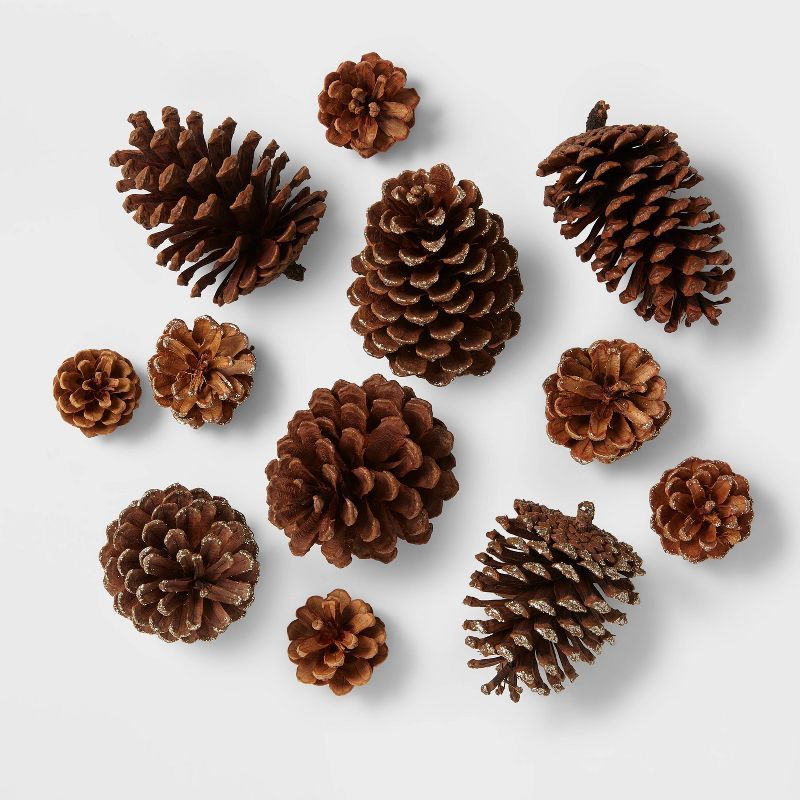 12ct Cinnamon Scented Pinecone Decorative Filler Natural/Glitter - Wondershop&#8482; | Target
