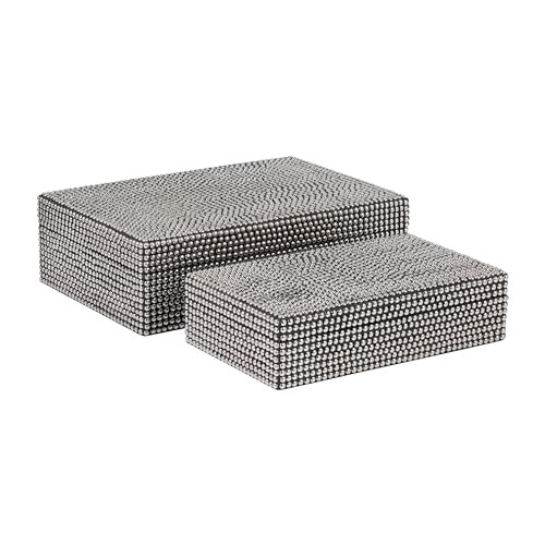 Sagebrook Home Studded Metal Boxes Set in Silver/Black - Timeless MDF and Steel Storage Solution | Amazon (US)