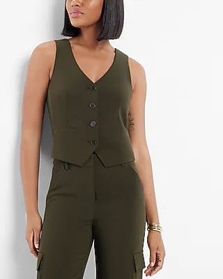 Button Front Tailored Blazer Vest | Express