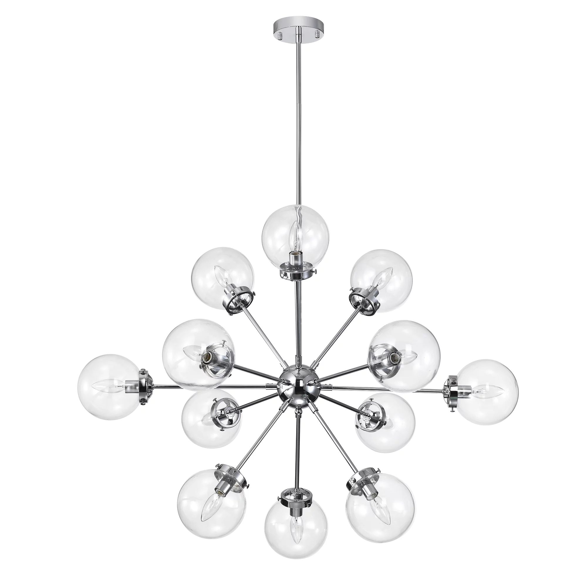 Masakee 12-light Sputnik Metal Chandelier with Clear Glass Globe Shades - Walmart.com | Walmart (US)