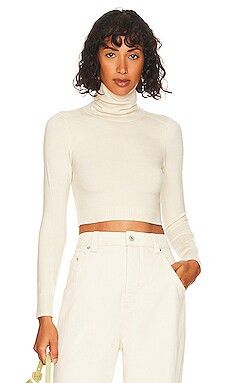 JoosTricot Long Sleeve Crop Turtleneck in Whip Cream from Revolve.com | Revolve Clothing (Global)