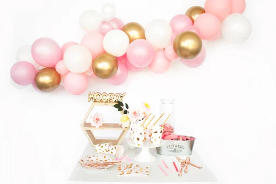 Pink & Gold Balloon Garland Kit - Custom Size Balloon Arch DIY | Etsy (US)