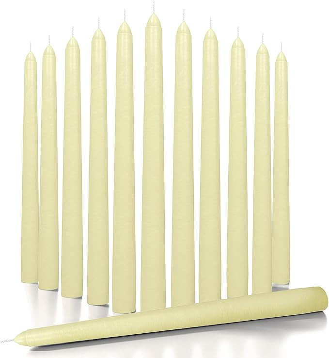 CANDWAX 12 inch Taper Candles Set of 12 - Dripless and Smokeless Candle Unscented - Slow Burning ... | Amazon (US)