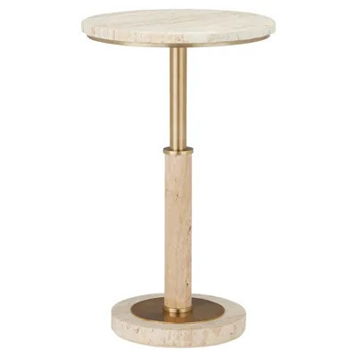 Margo Modern Classic Cream Travertine Drink Table | Kathy Kuo Home