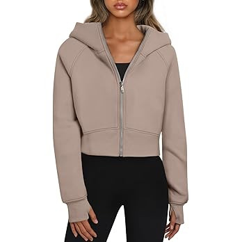Trendy Queen Womens Zip Up Hoodies Cropped Sweatshirts Fall Outfits Casual Hooded Pullover Sweate... | Amazon (US)