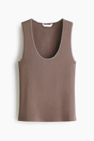 H & M - Lace-Trimmed Tank Top - Taupe | H&M (US + CA)