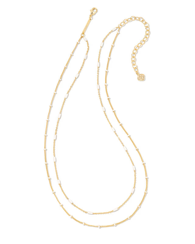 Dottie Gold Multi Strand Necklace in White | Kendra Scott