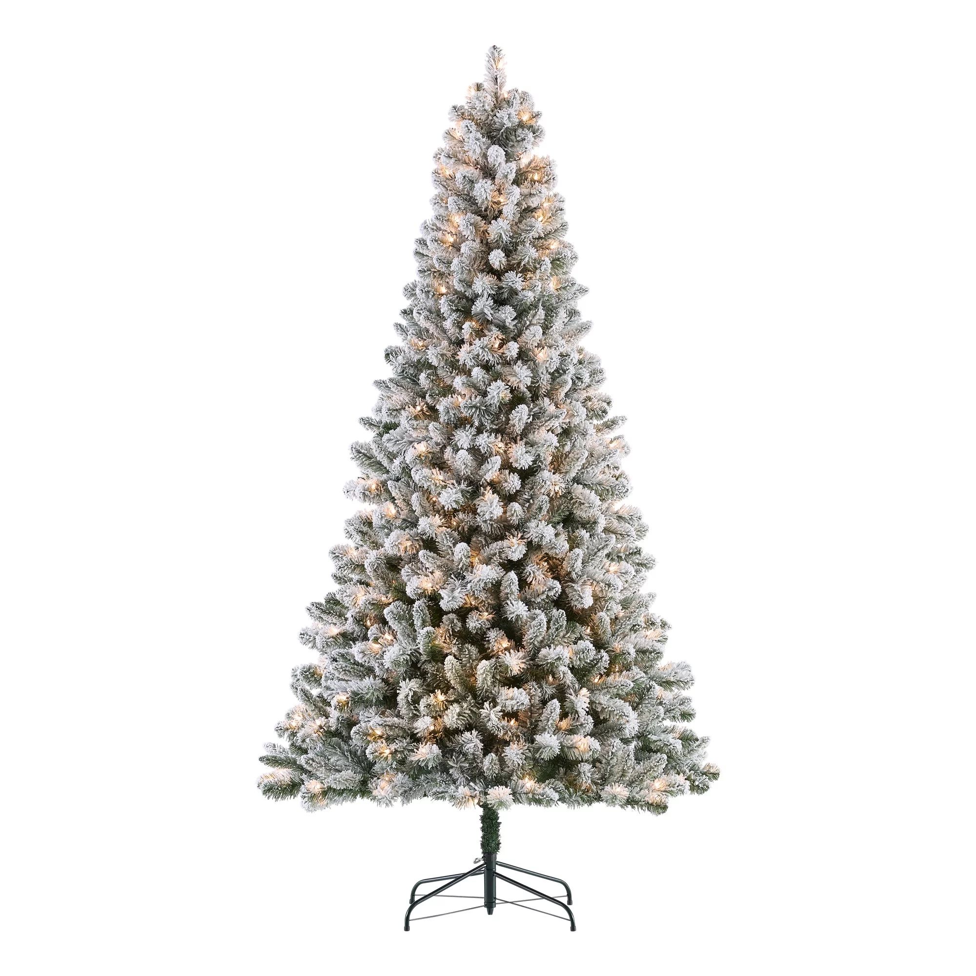 Holiday Time 7.5-Foot Pre-Lit Flocked Frisco Pine Artificial Christmas Tree | Walmart (US)