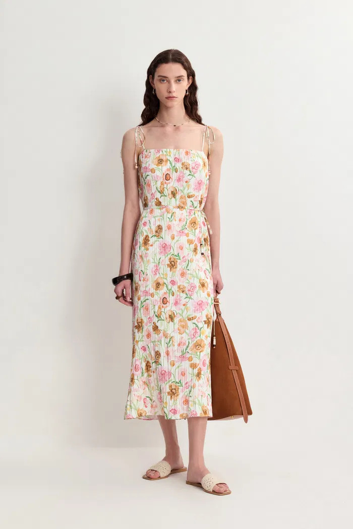 Lily Pleated Midi Summer Dress in Artistic Micro-Pleats | Fabrique