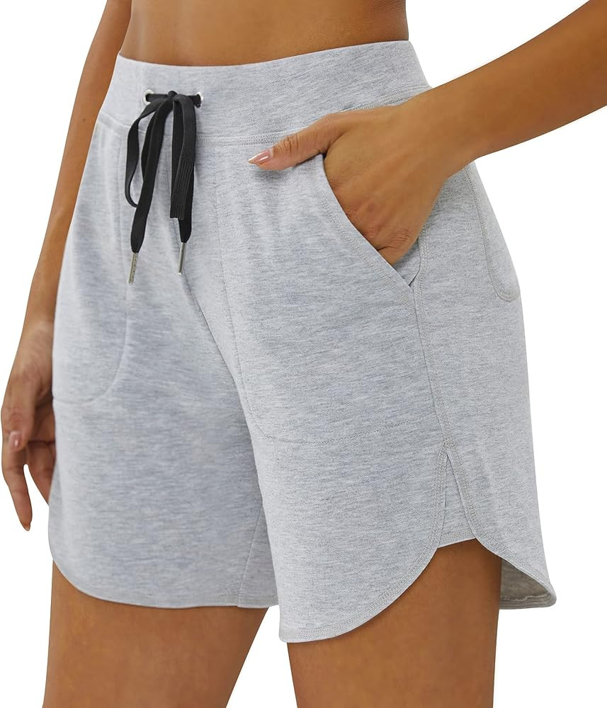 Women's 6" Sweat Shorts Summer Casual Cotton Shorts Lounge Bermuda Athletic Workout Running Short... | Amazon (US)