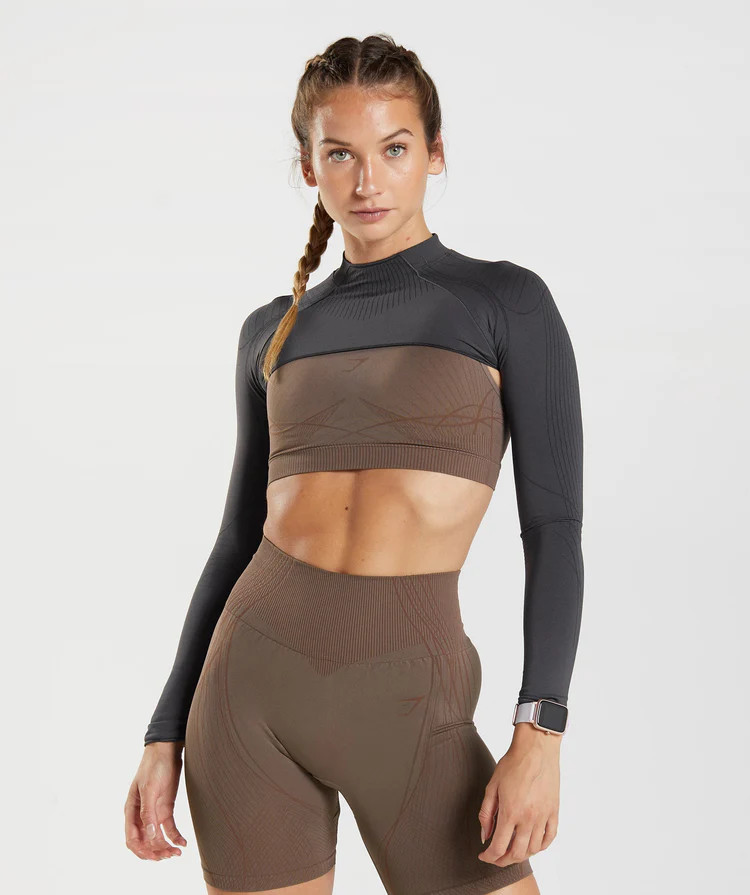 Gymshark Apex Seamless Shrug - Onyx Grey/Black | Gymshark US
