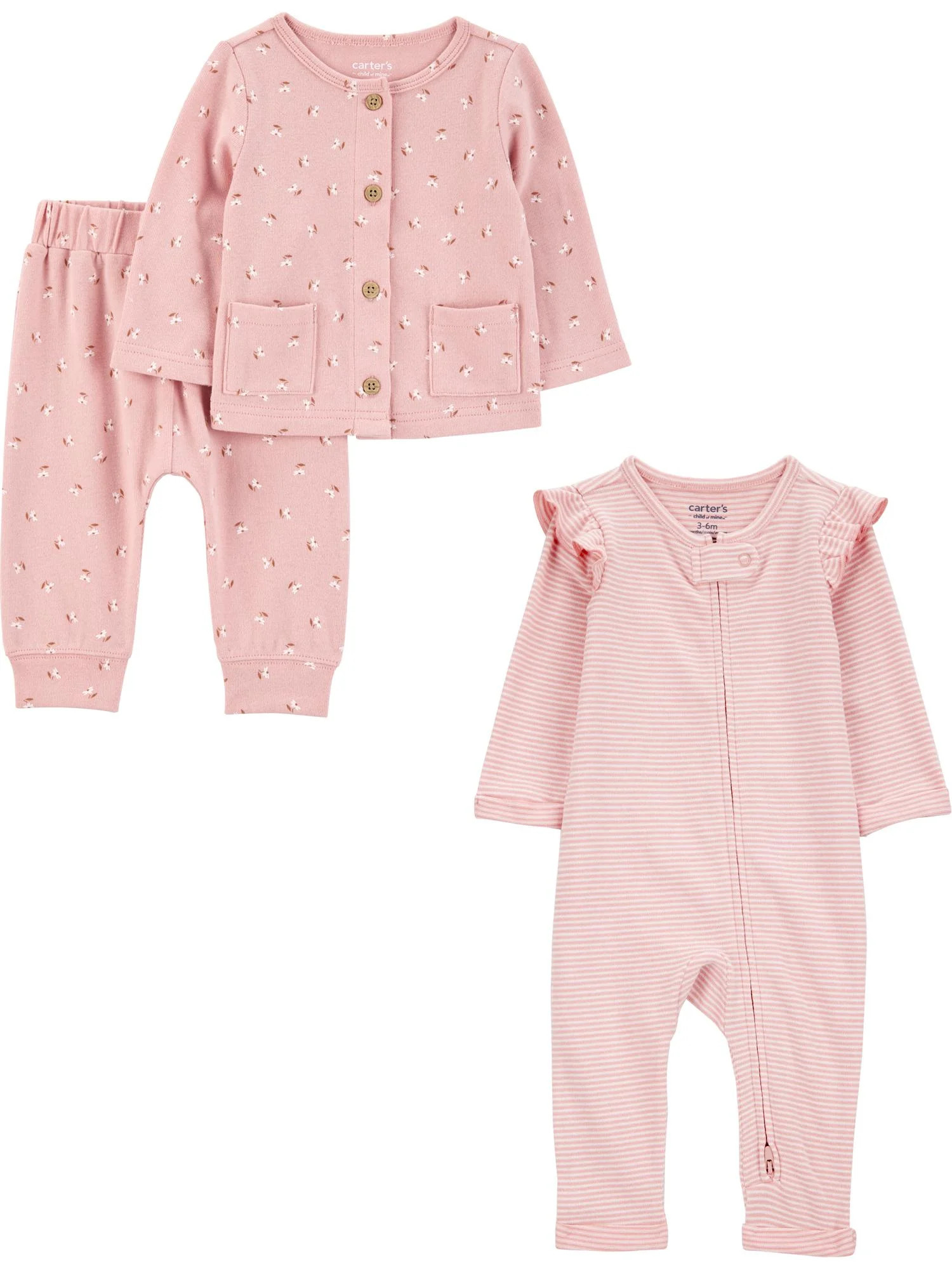 Carter's Child of Mine Baby Girl Plush Outfit Set and Jumpsuit, 3-Piece, Sizes Newborn-6/9 Months... | Walmart (US)