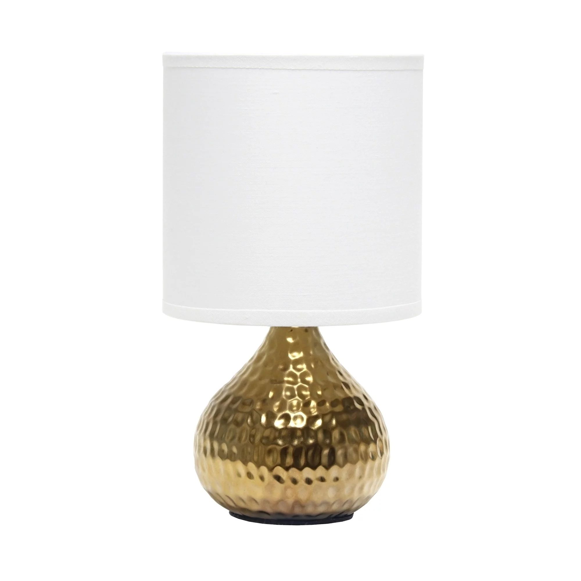 Simple Designs Hammered Gold Drip Mini Table Lamp with White Shade | Walmart (US)