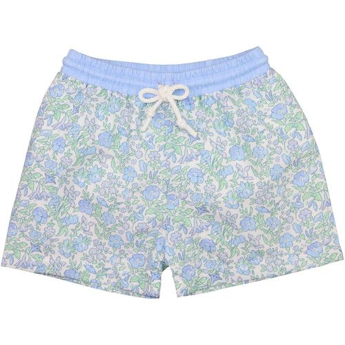 Blue And Green Floral Swim Trunks  - Shipping Early April | Cecil and Lou