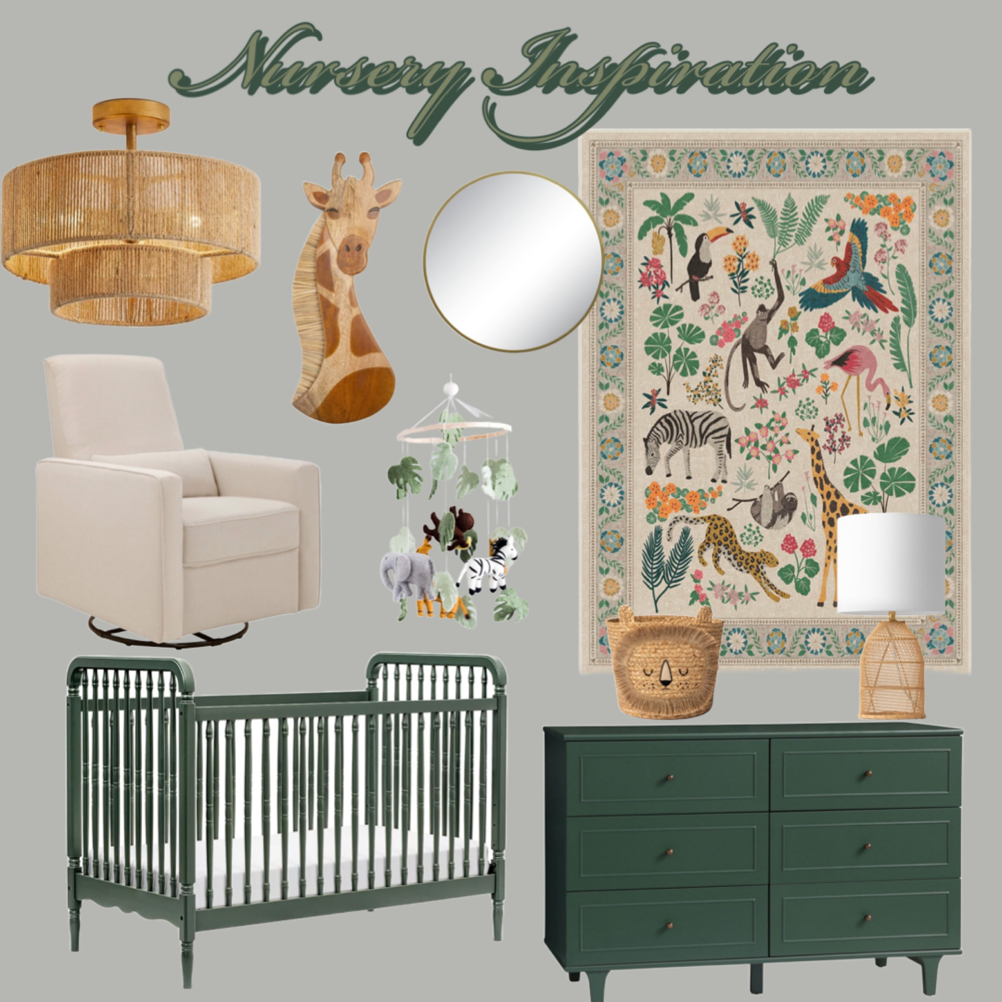 Safari Nursery Inspiration 

Green, dark green, forest, jungle, safari, Nursery, baby, mom to be, expecting, rattan, mobile, lion, tiger, giraffe, first baby, new baby, nursery inspo, nursery ideas, nursery decor, nursery design 

#LTKbaby #LTKhome #LTKbump