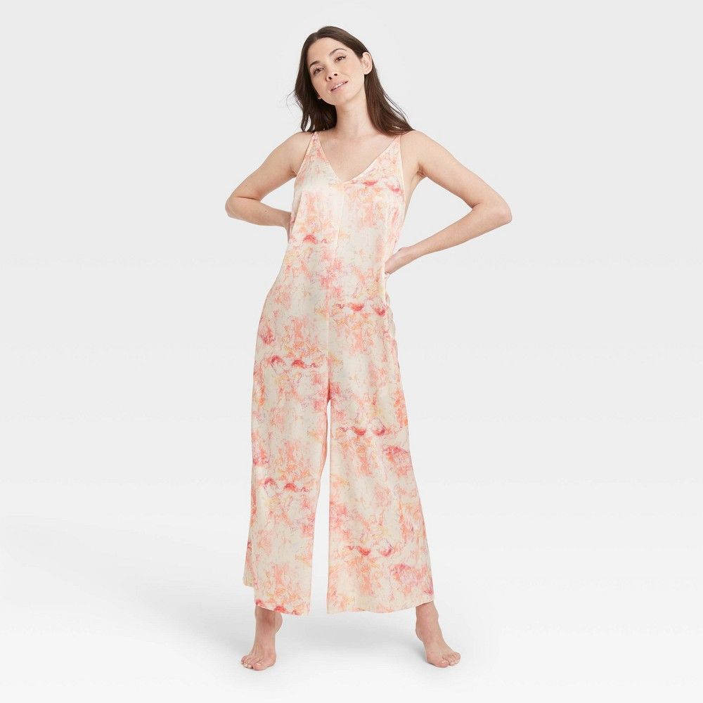 Women's Tie-Dye Satin Jumpsuit - Stars Above Pink M | Target