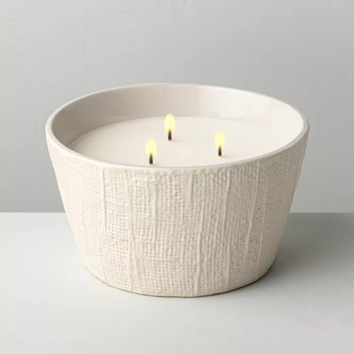 23oz Salt 3-Wick Large Textured Ceramic Candle - Hearth & Hand™ with Magnolia | Target
