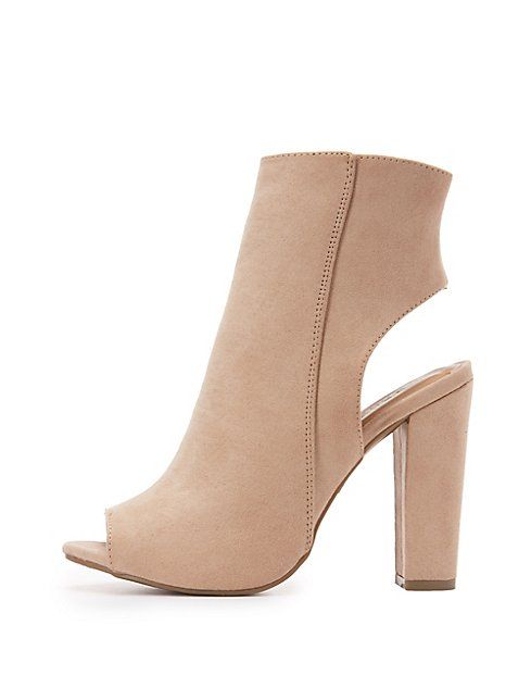 Bamboo Peep Toe Slingback Booties | Charlotte Russe