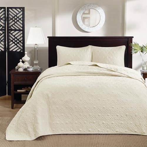 Madison Park Quebec Queen Size Quilt Bedding Set - Ivory , Damask – 3 Piece Bedding Quilt Cover... | Amazon (US)