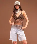 Embroidered Sequin Mesh Tank Top | Buckle