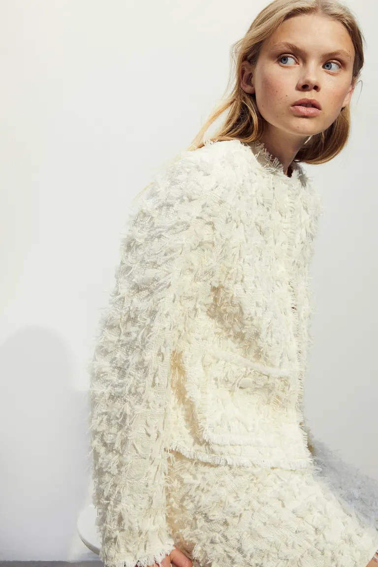 Textured Mini Skirt - White - Ladies | H&M US | H&M (US + CA)