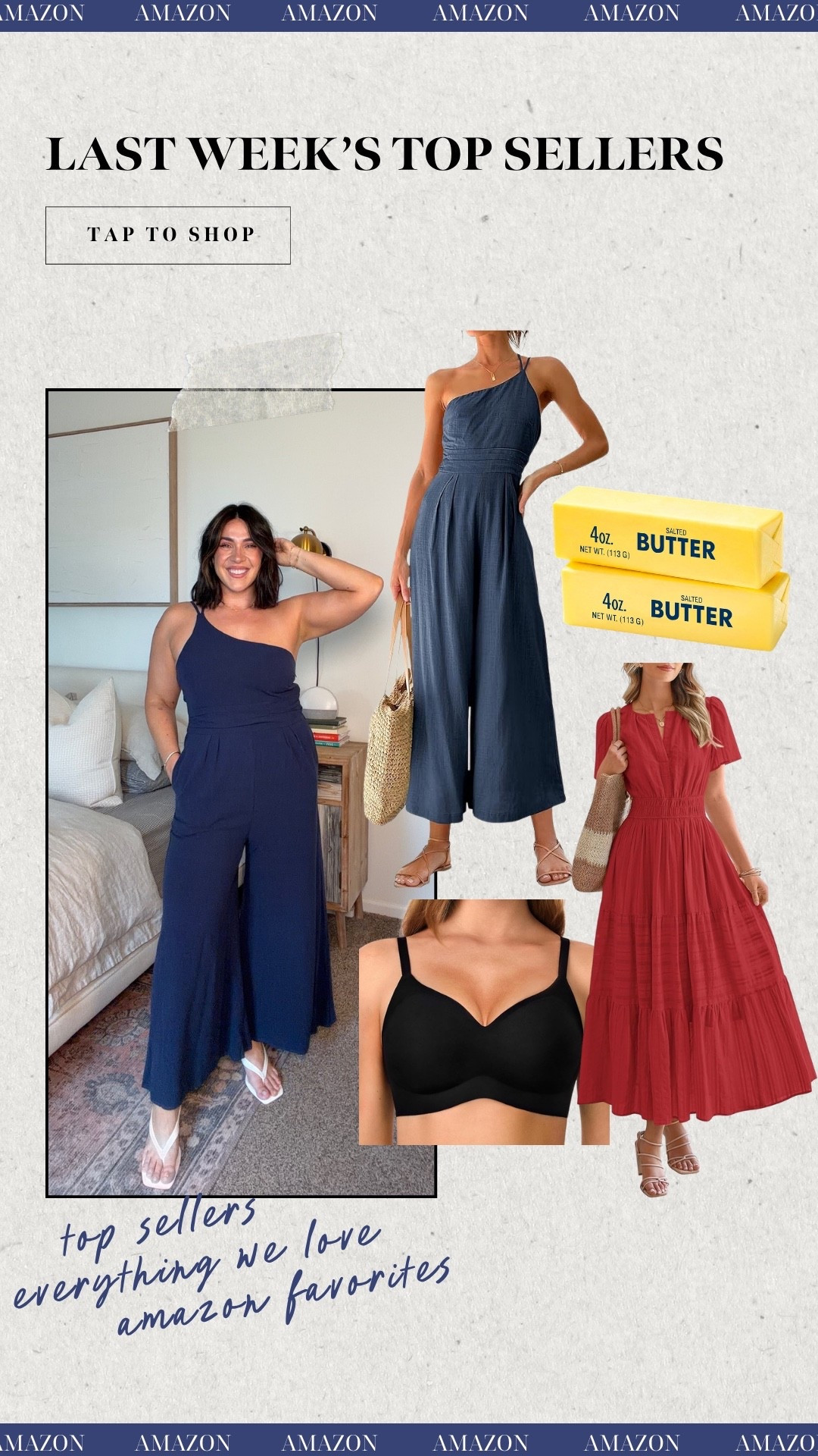Last weeks top Amazon sellers! Linen blend Jumpsuit, butter sensory toy, the best underwire free bras & Madewell lookalike dress! 

Size L in red dress, M in jumpsuit, I'm a 36D and wear a L in the bra

#LTKSeasonal #LTKMidsize #LTKSaleAlert