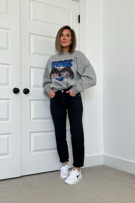 anine bing sweatshirt (sized up to med)
citizens of humanity cropped jeans (25, run slightly oversized)
nike air max sneakers (tts)

#LTKstyletip #LTKshoecrush