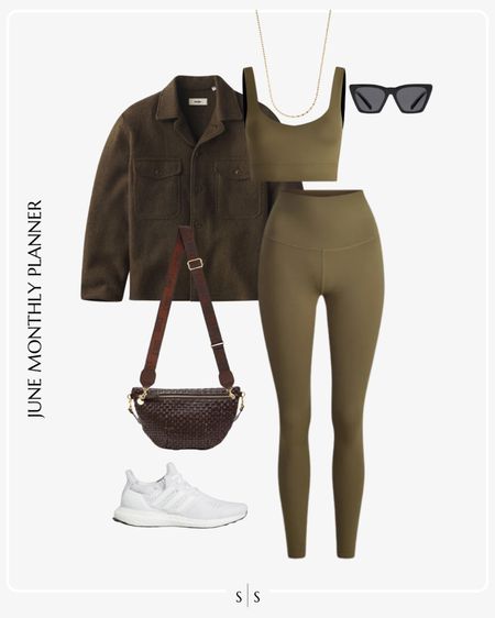 Monthly outfit planner JUNE: Spring & Summer looks | leggings, sports bra, shacket, sneakers, sling bag 

Athleisure, activewear, loungewear, casual style, weekend outfit 

See the entire calendar on thesarahstories.com ✨ 


#LTKStyleTip