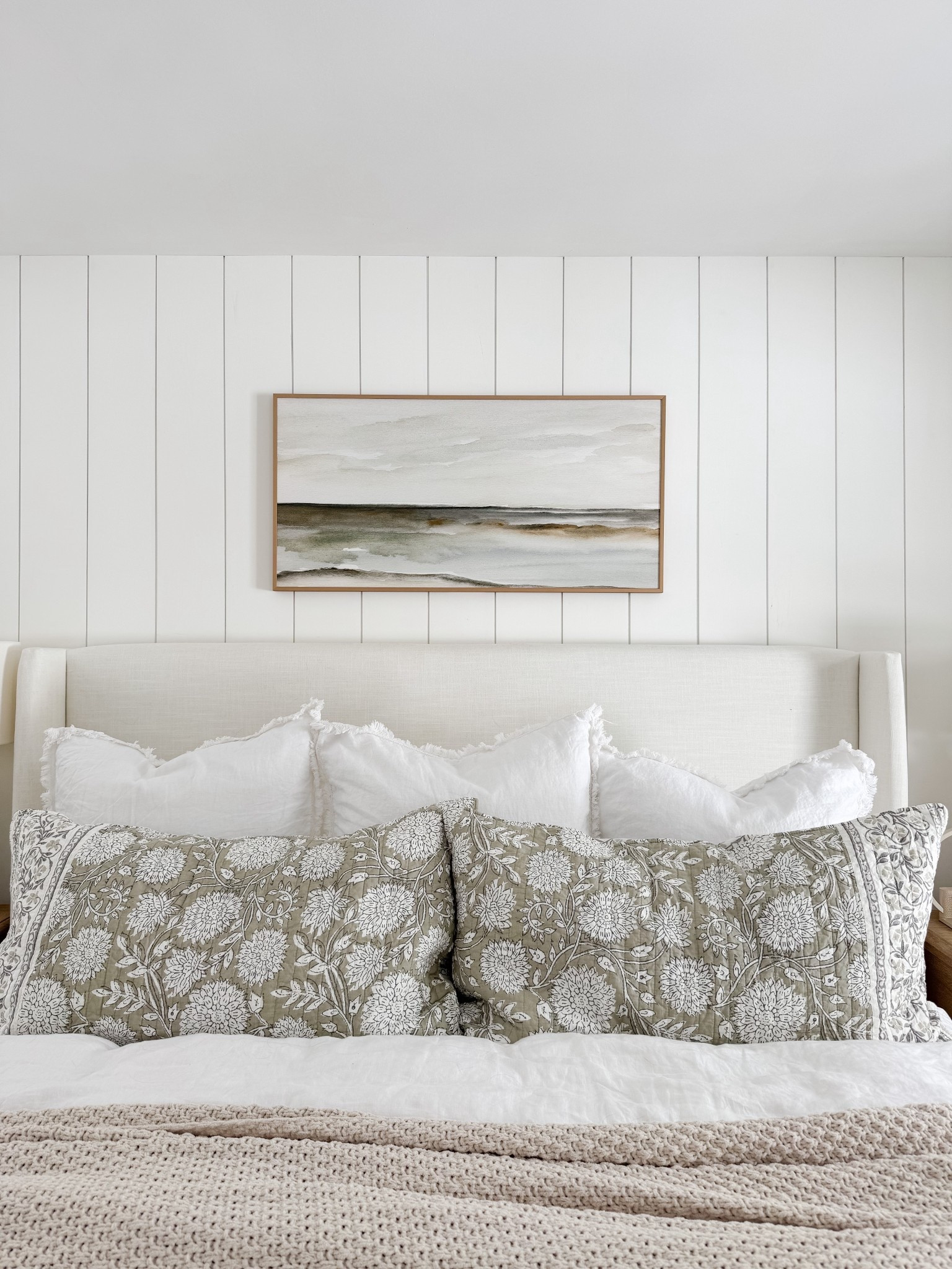 A cozy and welcoming coastal bedroom 🤍 This linen bedding has the prettiest floral pattern—and it’s such a great price point! It comes in several color options and washes well. Other highlights? Our table lamps and these spring throw pillows! 

#LTKHome
