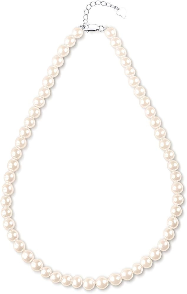 White Freshwater Cultured Pearl Necklace for Women in 18 Inch Princess Length | Amazon (US)