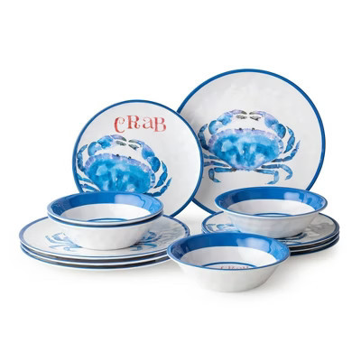 Certified International 12pc Beach House Crab Melamine Dinnerware Set | Target
