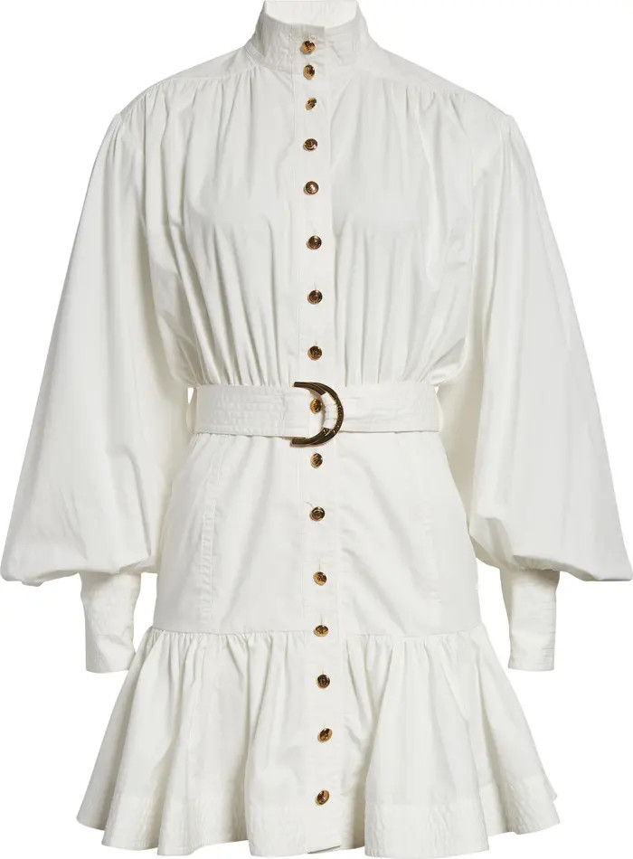 Belted Long Sleeve Cotton Utility Minidress | Nordstrom