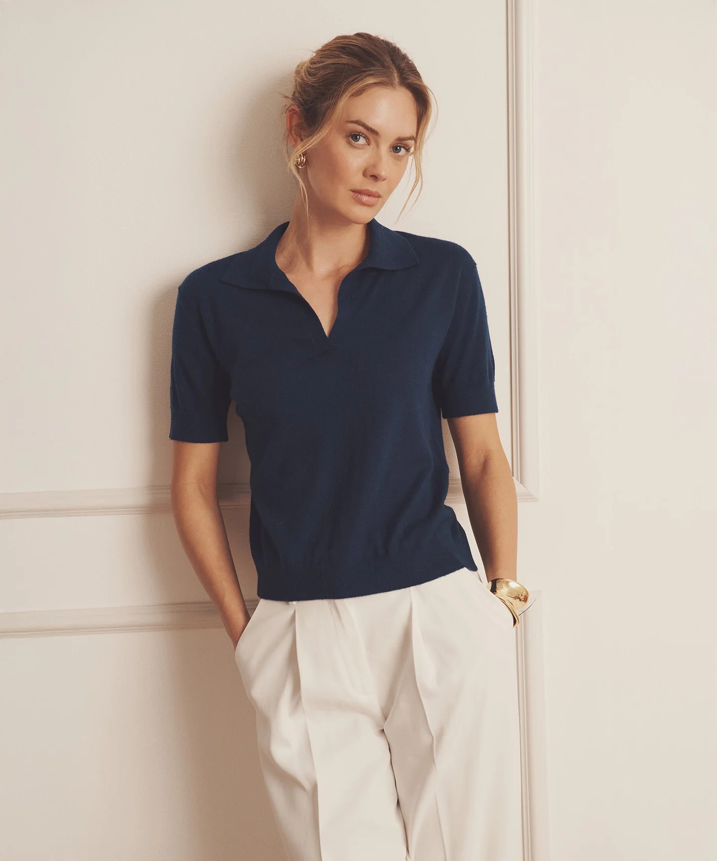 Super Fine Cashmere Short Sleeve Polo | NAADAM