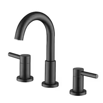 allen + roth Harlow Matte Black Widespread 2-Handle WaterSense Handle Bathroom Sink Faucet with D... | Lowe's