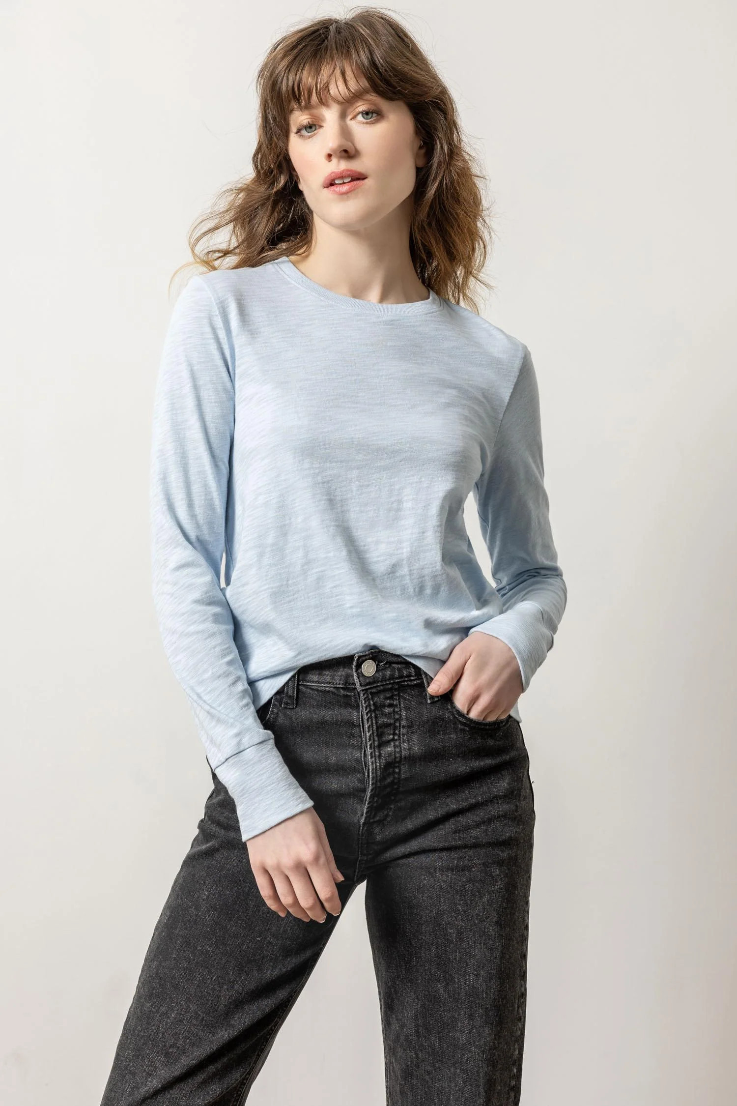 Long Sleeve Ribbed Cuff Crewneck | Lilla P