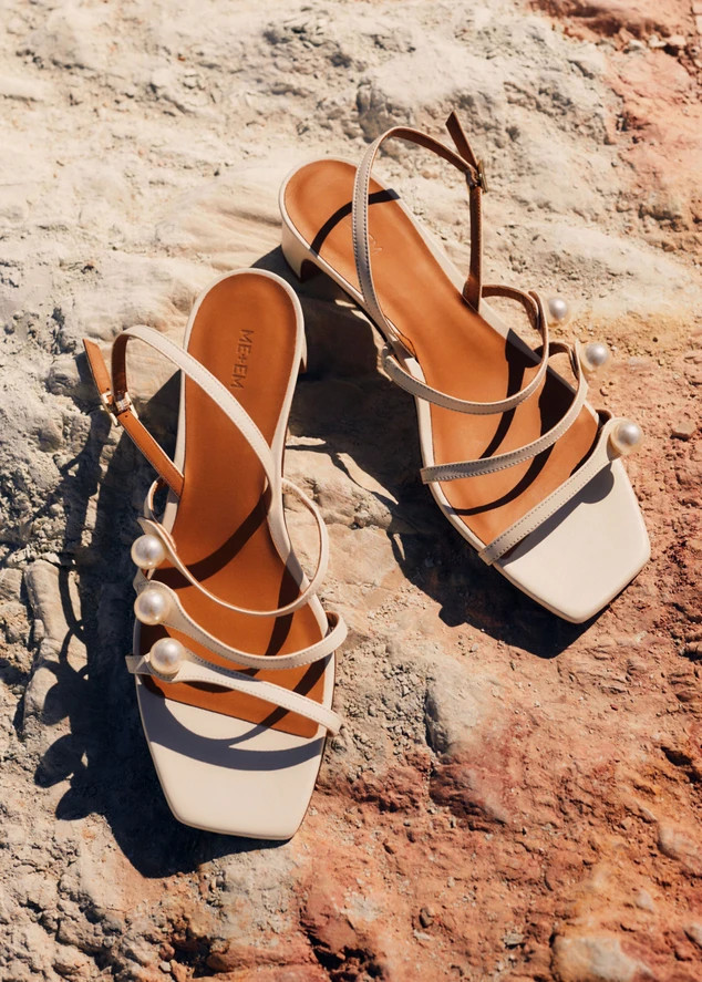 Pearl Detail Nappa Kitten Sandal | ME+EM US