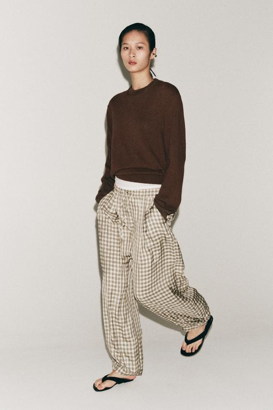 ZW COLLECTION FLOWY PLAID PANTS | Zara US