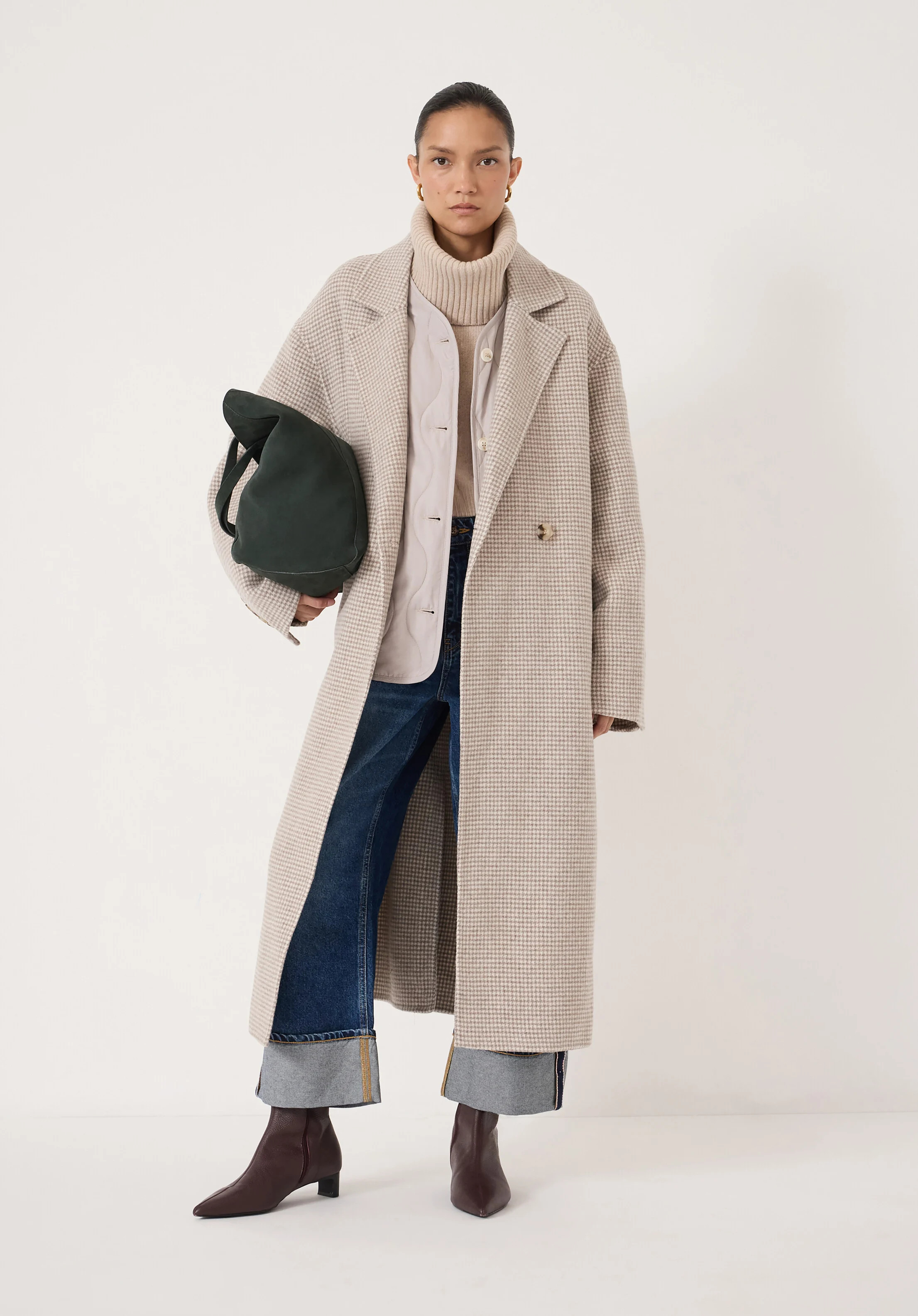 Mili Wool Double Faced Checked Coat | Hush UK