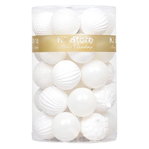 KI Store White Christmas Balls 20pcs 3.15-Inch Christmas Tree Decoration Ornaments for Xmas Tree ... | Amazon (US)