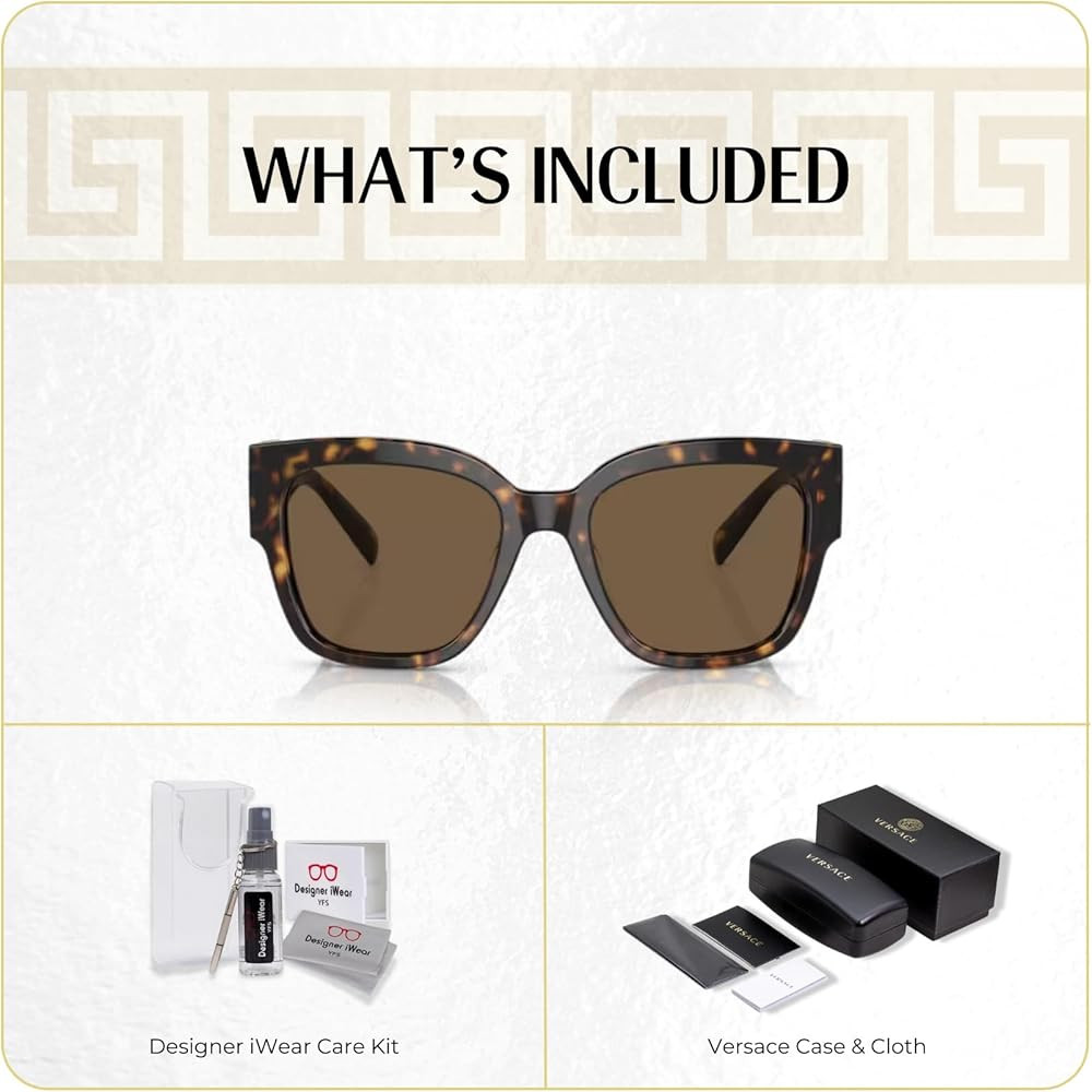 Versace VE4437U Square Sunglasses for Women +BUNDLE with ACCESSORY EYEWEAR KIT | Amazon (US)