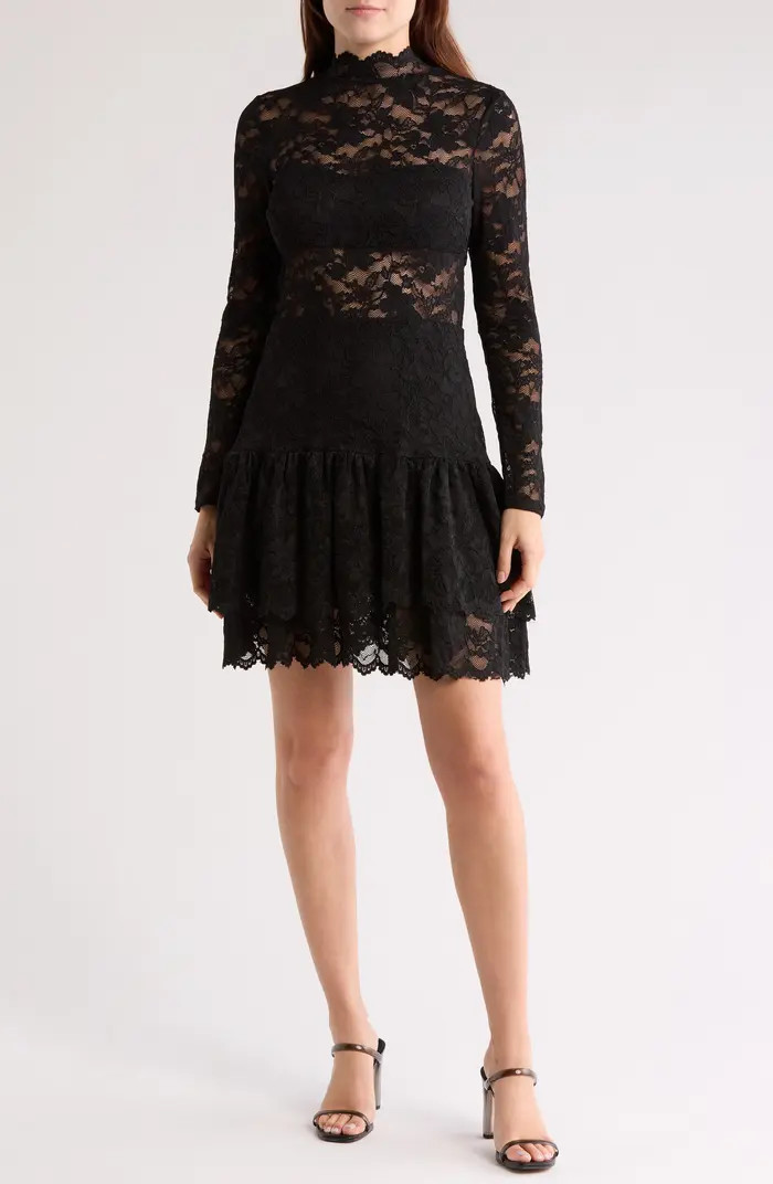 Lace Knit Long Sleeve Minidress | Nordstrom Rack