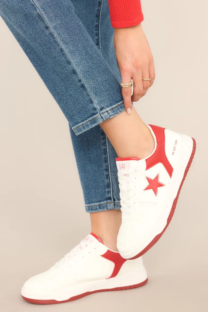 On Beat Red & White Sneakers | Red Dress 