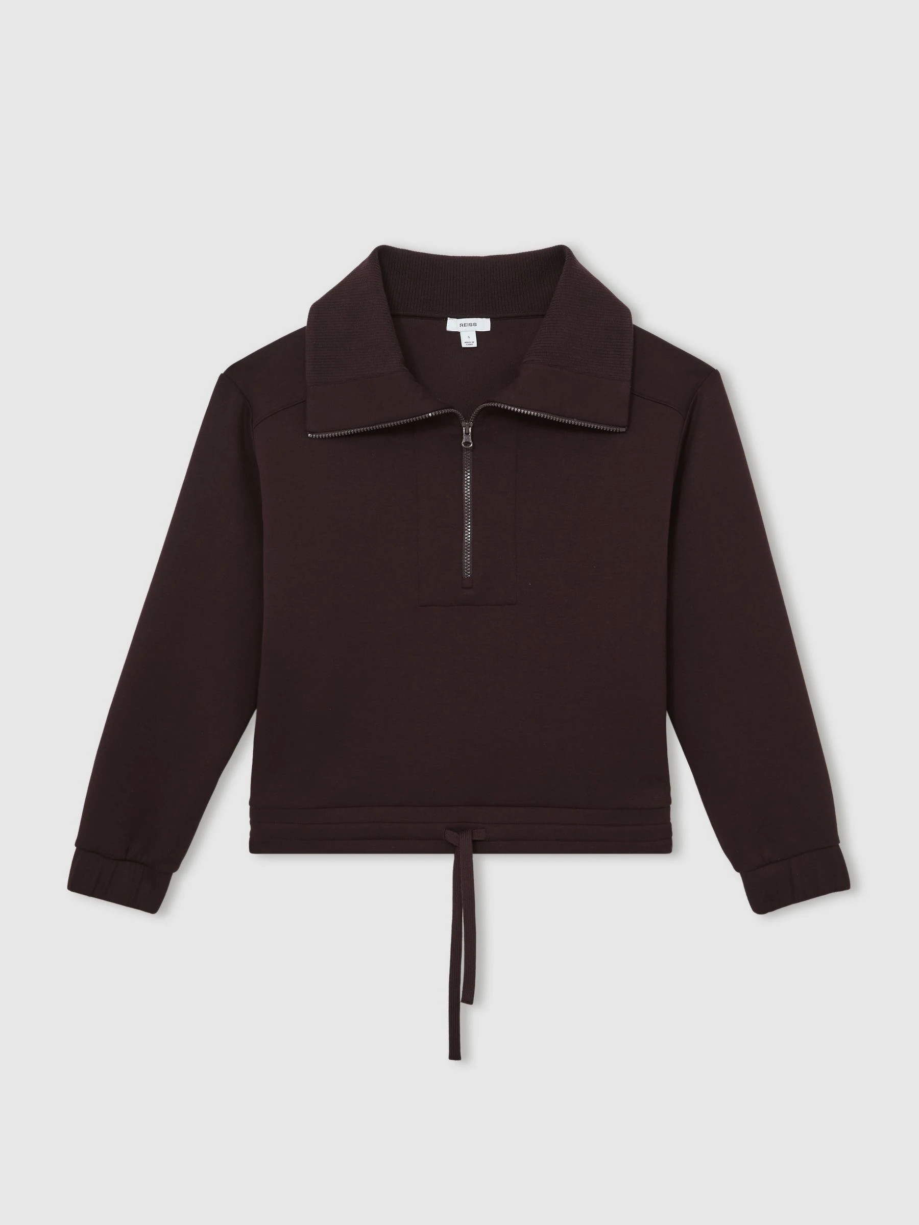 Reiss Reiss Plum Laney Interlock Half Zip Drawstring Hem Sweatshirt | Next US