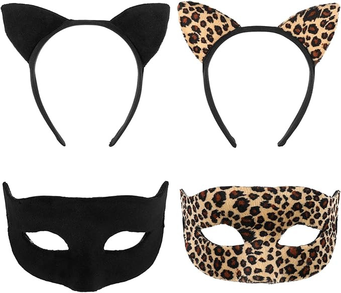 FRCOLOR Women Cat Cosplay Accessories Set Cat Ear Headband with Masquerade Halloween Cat Costume ... | Amazon (US)