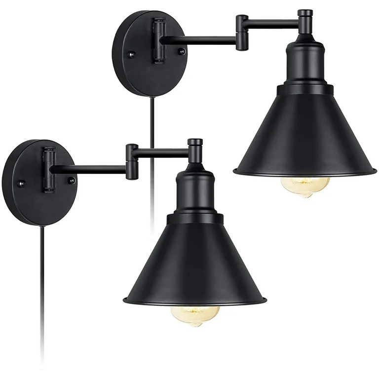 Swing Arm Wall Light Fixtures Set of 2 Wall Light Plug-in Cord with On Off Switch on Cord Industr... | Walmart (US)