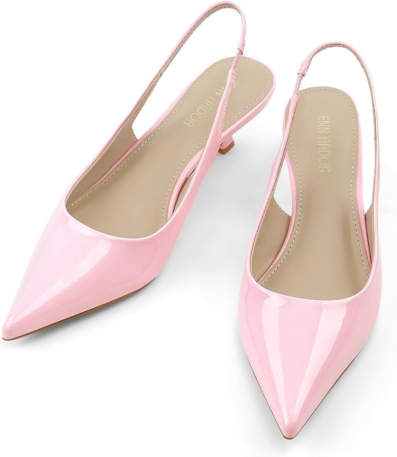 JENN ARDOR Slingback Heels for Women Low Heels Dress Shoes Kitten Pumps Dressy Heeled Sandals Wid... | Amazon (US)